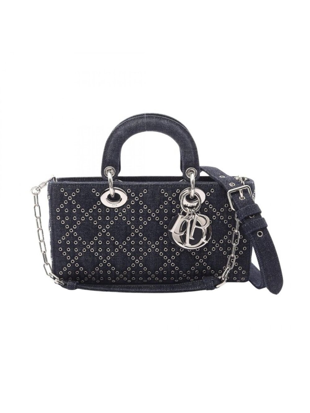 Dior Handbag Lady D-joy Medium 3way Denim Blue 2-Way Tote